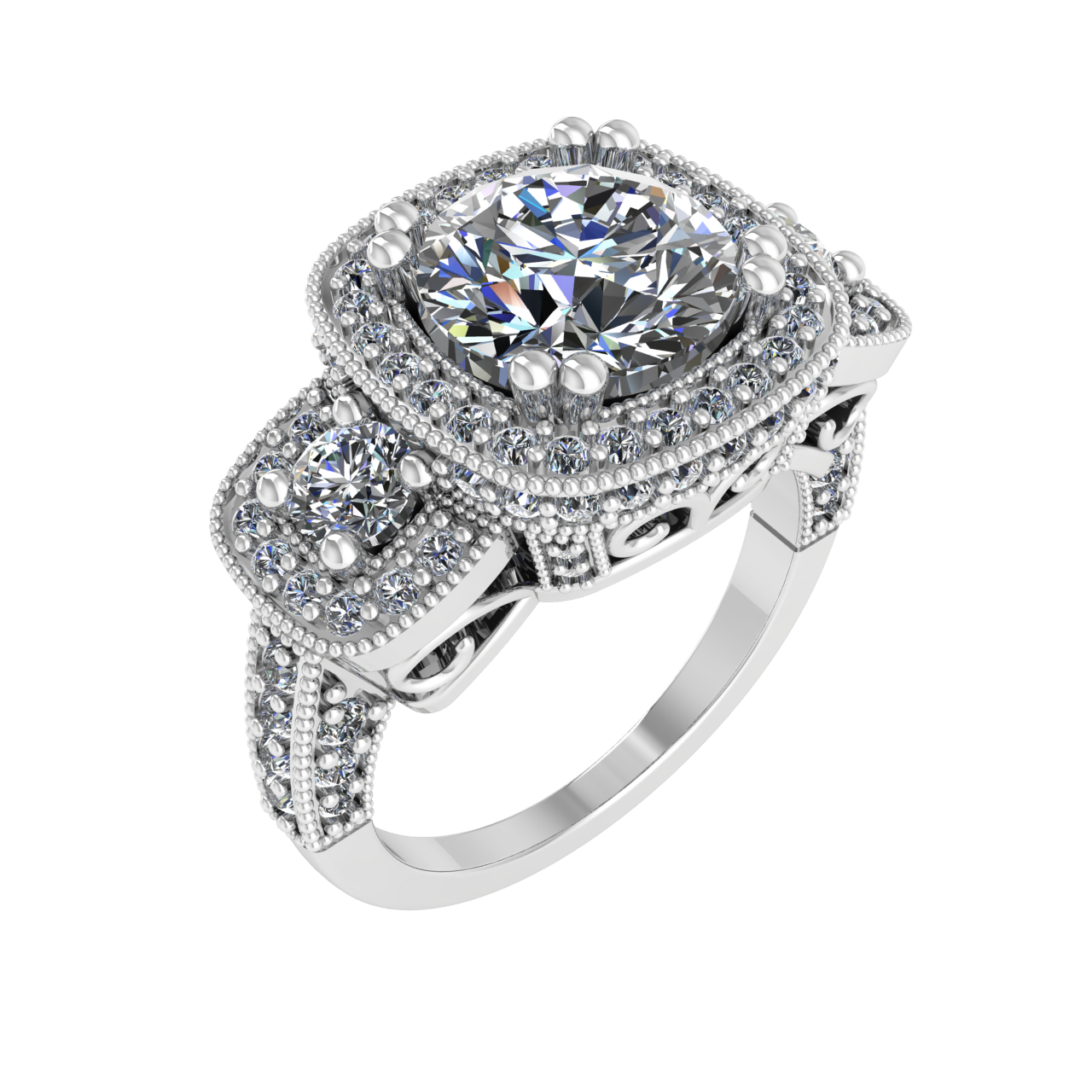 HALO DESIGNER DOUBLE HALO 8.00mm ROUND ENGAGEMENT RING
